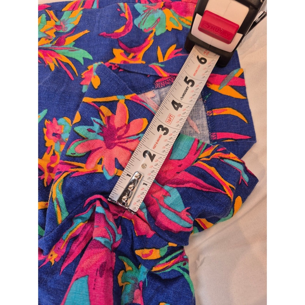 J.Crew Women Blue Pink Tropical Floral Linen Blend High Rise Shorts Size 4 - Picture 3 of 5